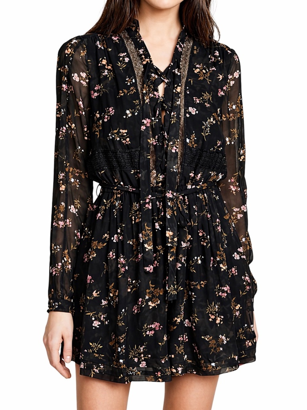 ZIMMERMANN Radiate Floral Black Lace Romper Small